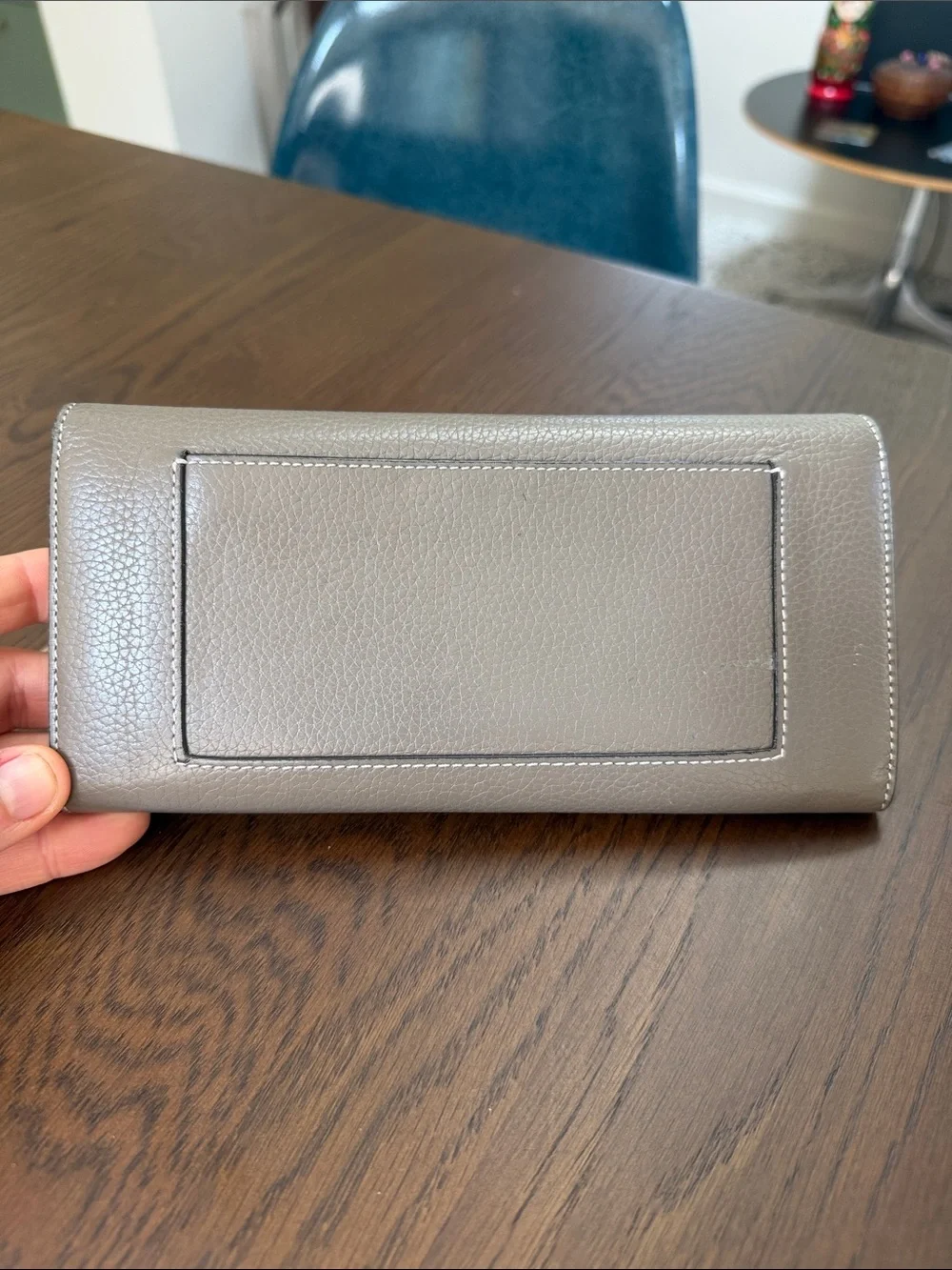 Celine Grayish Taupe/Yellow Leather Continental Wallet